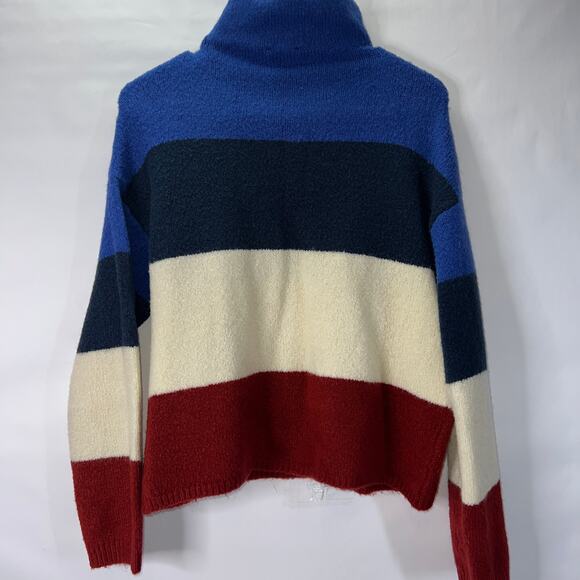 Lux Cliche' Wool Blend Color Block Mock Neck Cozy Sweater Size M - Picture 3 of 5